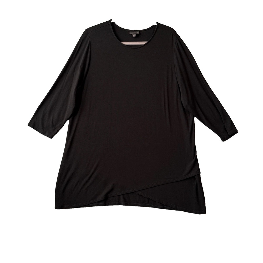 J Jill Wearever Black Layered Hem Tunic XL 3/4 Sleeve Lagenlook Travel Capsule